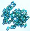 50 6mm Faceted Two Tone Blue & Olive Green Beads